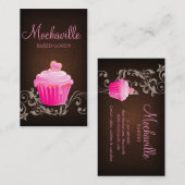ベーカリーの名刺のカップケーキリネンブラウン2 名刺 (正面/裏面)
