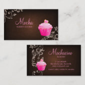 ベーカリーの名刺のカップケーキリネンブラウンBg 名刺 (正面/裏面)