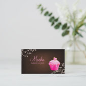 ベーカリーの名刺のカップケーキリネンブラウンBg 名刺 (スタンド正面)