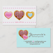 ベーカリーの名刺のクッキーのハートチョコレートピンク 名刺 (正面/裏面)