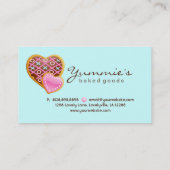 ベーカリーの名刺のクッキーのハートチョコレートピンク 名刺 (裏面)