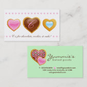 ベーカリーの名刺のクッキーのハートチョコレートC 名刺 (正面/裏面)