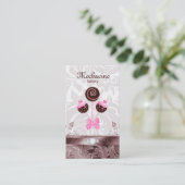 ベーカリーの名刺のケーキは渦巻のピンクブラウンをぽんと鳴らします 名刺 (スタンド正面)