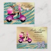 ベーカリーの名刺のシマウマのティール（緑がかった色）の金ゴールドの輝き 名刺 (正面/裏面)