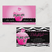 ベーカリーの名刺のシマウマのピンクのカップケーキのハート 名刺 (正面/裏面)