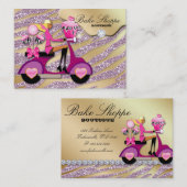 ベーカリーの名刺のシマウマのピンクのケーキはカップケーキをぽんと鳴らします 名刺 (正面/裏面)