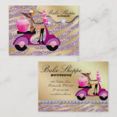 ベーカリーの名刺のシマウマのピンクの金ゴールドの輝き 名刺 (正面/裏面)