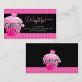 ベーカリーの名刺のシマウマはピンクのカップケーキのハートに点を打ちます 名刺 (正面/裏面)