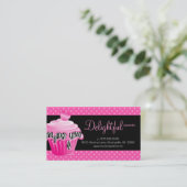 ベーカリーの名刺のシマウマはピンクのカップケーキのハートに点を打ちます 名刺 (スタンド正面)