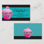 ベーカリーの名刺のシマウマは青いピンクのカップケーキに点を打ちます 名刺 (正面/裏面)