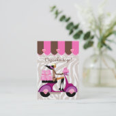 ベーカリーの名刺のスクーターの女の子のピンクはシマウマを囲みます 名刺 (スタンド正面)