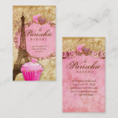 ベーカリーの名刺のパリエッフェル塔のピンク 名刺 (正面/裏面)