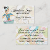 ベーカリーの女性ベーキングミキシングボウルの名刺 名刺 (正面/裏面)