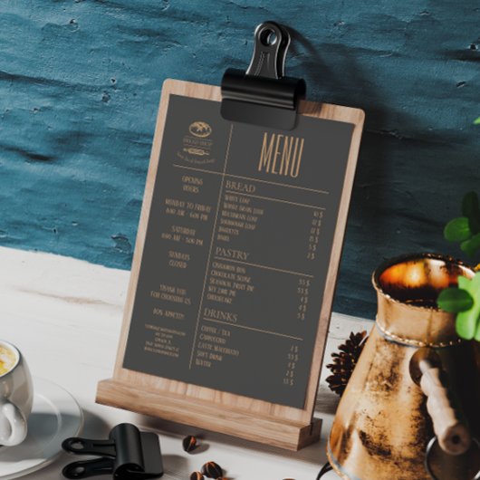 ベーカリーの小さいCaffeeテーブルメニュー メニュー