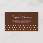 ベーカリーの水玉模様チョコレートピンクの花柄 名刺 (裏面)