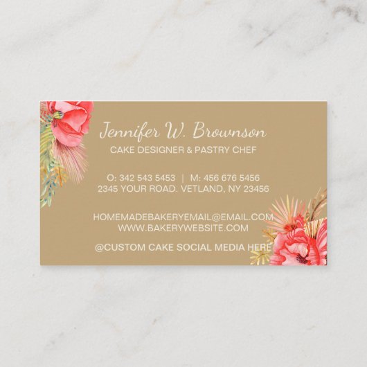 ベーカリーの茶褐色素朴の食器 名刺 (裏面)