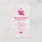 ベーカリーの葉のエレガントなばら色のシマウマのピンクのカップケーキのハート 名刺 (裏面)