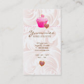 ベーカリーの葉のハートのピンクのカップケーキのアイシングの点 名刺 (裏面)