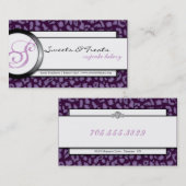 ベーカリーの黒い紫色のモノグラムのヒョウの名刺 名刺 (正面/裏面)