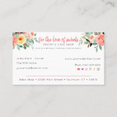 ベーカリーまたはケーキ転がショップ – ピン&花模様  名刺 (裏面)