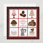 ベーカリーまたはコーヒーハウスビジネスクリスマスカード シーズンカード (正面/裏面)
