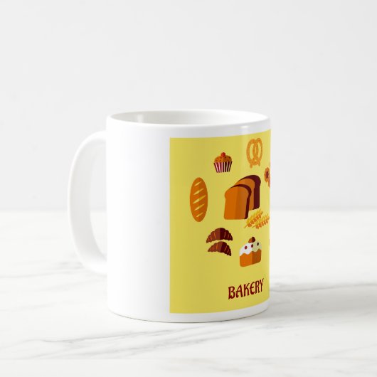 ベーカリーをテーマにしたパン菓子 コーヒーマグカップ (正面左)