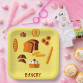 ベーカリーをテーマにしたパン菓子 ペーパープレート (パーティー)