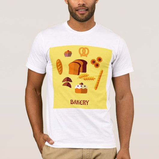 ベーカリーをテーマにしたパン菓子 Tシャツ (正面)