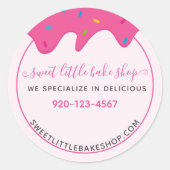 ベーカリーアイシングつや消しドリップスプルピンククラシック ラウンドシール (正面)