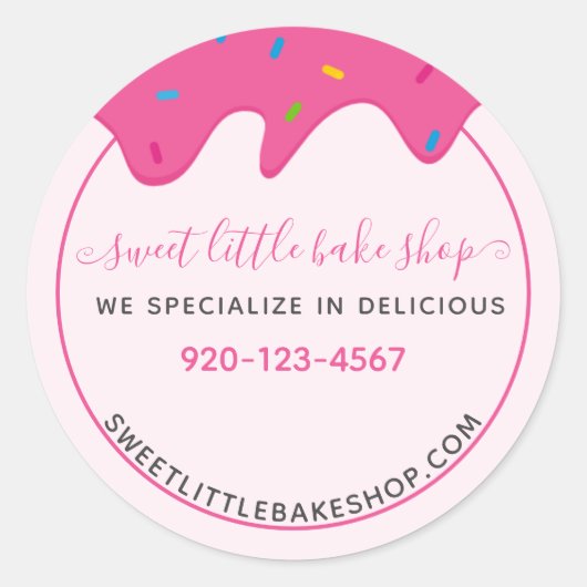 ベーカリーアイシングつや消しドリップスプルピンククラシック ラウンドシール (正面)