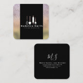 ベーカリーアレスベイカーピンヘラ金ゴールドスパークル スクエア名刺 (正面/裏面)