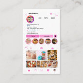 ベーカリーインスタグラムシェフピンク&ホワイトケーキベーカリーQR 名刺 (正面)