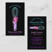 ベーカリーウィスクきらめくグリッツティール(緑がかった色)ブラック 名刺 (正面/裏面)