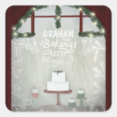 ベーカリーウィンターホリデーケーキカップケーキ スクエアシール (正面)