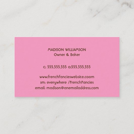 ベーカリーウオータカラーマカロフランスのーン 名刺 (裏面)