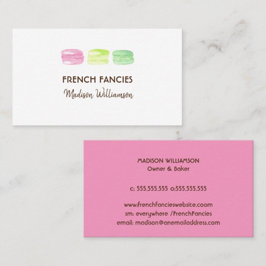 ベーカリーウオータカラーマカロフランスのーン 名刺 (正面/裏面)