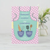 ベーカリーエプロンバースデーパーティーガールズケーキ招待状 招待状 (スタンド正面)