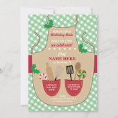 ベーカリーエプロン誕生日パーティーガールズクリスマス 招待状 (正面)