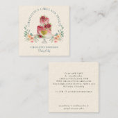 ベーカリーエレガントパティシシェフウォーターカラーフローラケーキ スクエア名刺 (正面/裏面)