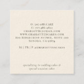 ベーカリーエレガントパティシシェフウォーターカラーフローラケーキ スクエア名刺 (裏面)