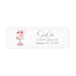 ベーカリーエレガントピンクケーキ水彩 ラベル