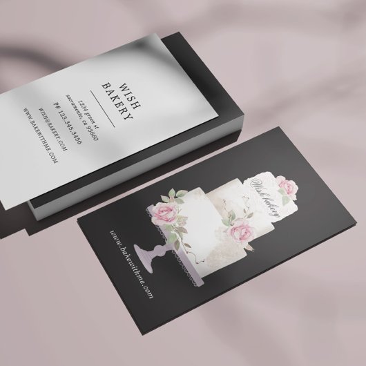 ベーカリーエレガント3層ケーキ垂直 名刺