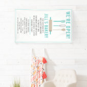 ベーカリーオープンティール（緑がかった色）キッチンフードビジネスレストラン 横断幕 (インサイチュ)