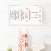 ベーカリーオープンピンクキッチンフードビジネスレストラン 横断幕 (インサイチュ)