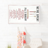 ベーカリーオープンレッドキッチンフードビジネスレストラン 横断幕 (インサイチュ)