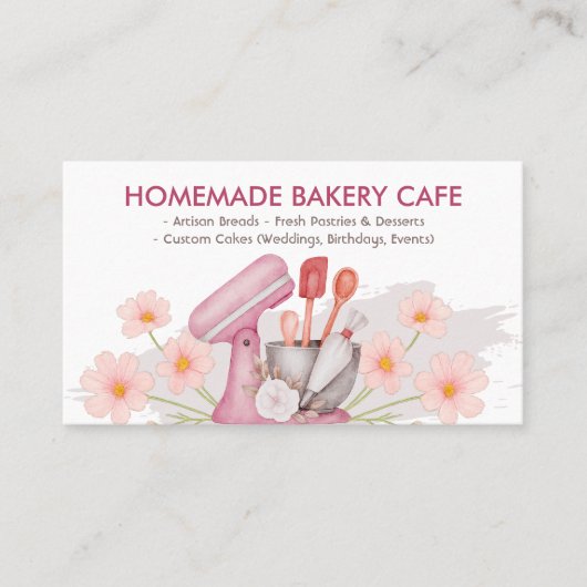 ベーカリーカスタマイズ可能なカフェケーキメーカーピンク 名刺 (正面)