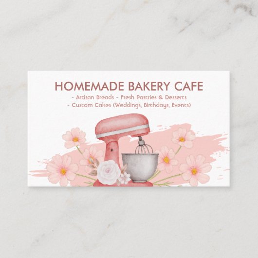 ベーカリーカスタマイズ可能なカフェケーキメーカーフードレシピ 名刺 (正面)