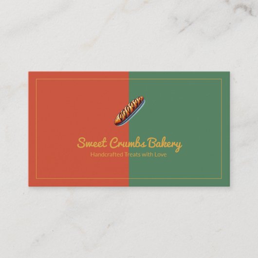 ベーカリーカスタムテラコッタグリーンマスタードイエロー 名刺 (正面)