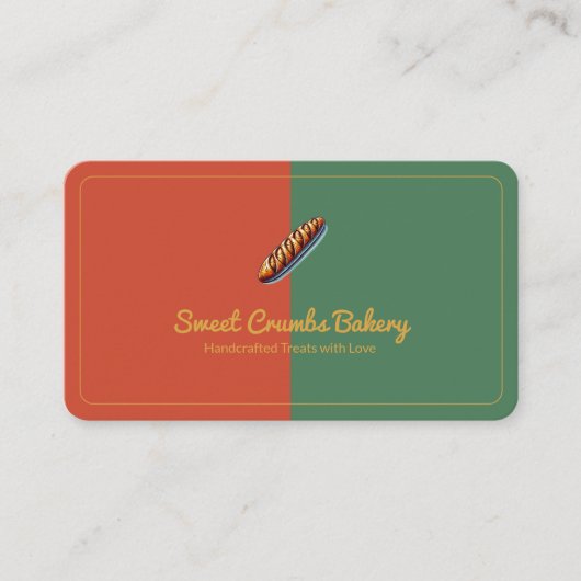 ベーカリーカスタムテラコッタグリーンマスタードイエロー 名刺 (正面)