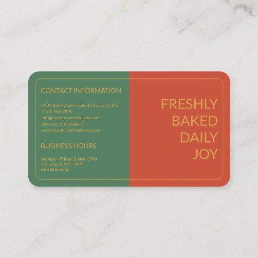 ベーカリーカスタムテラコッタグリーンマスタードイエロー 名刺 (裏面)